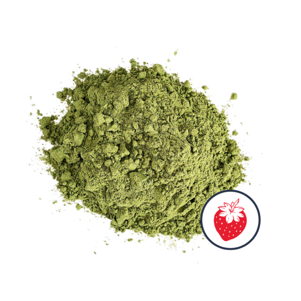 Matcha powder with a strawberry icon