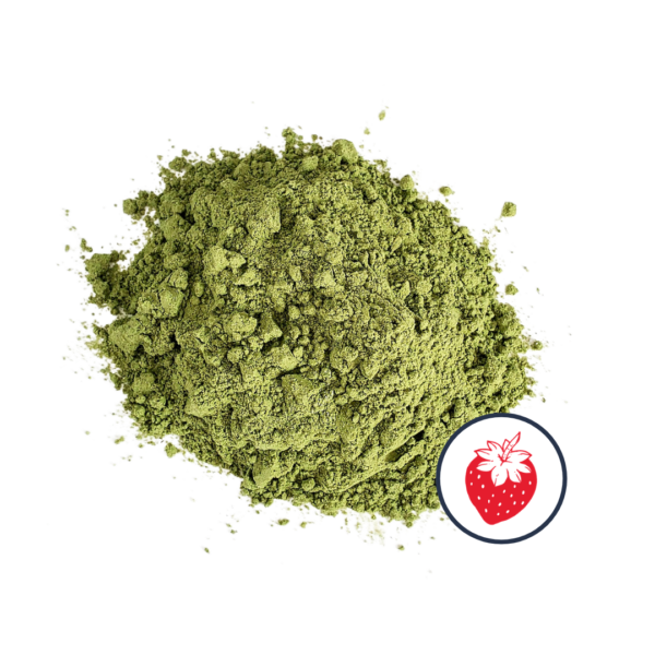 Matcha powder with a strawberry icon