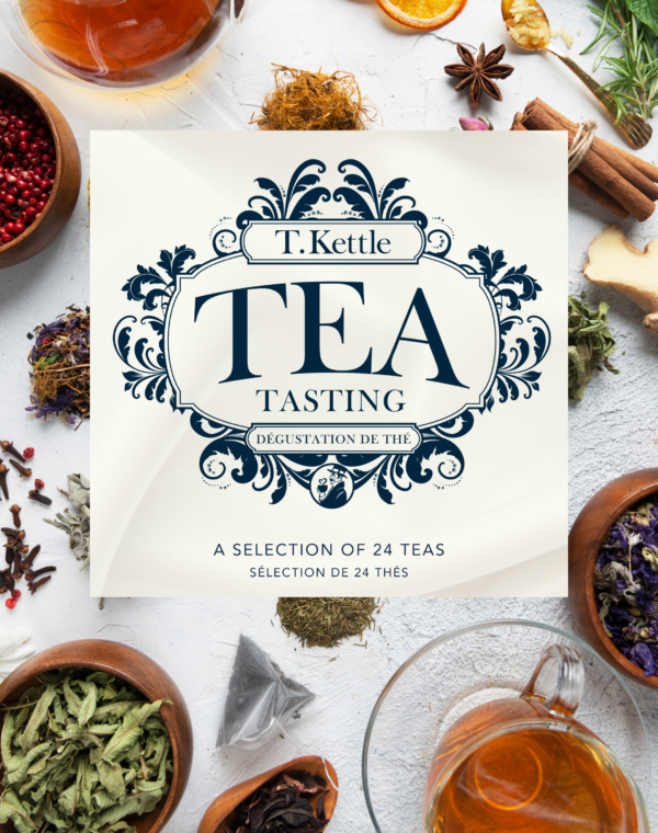 Tea tasting assortment that includes 24 loose-leaf tea blends